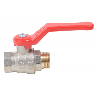 Кран шаровой латунь никель Эксперт Ду 25 Ру40 ВР/НР полнопрох. t-150C рычаг красный Dist
