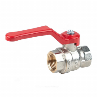 Кран шаровой латунь никель Эксперт Ду 32 Ру40 ВР полнопрох. t-150C рычаг красный Dist
