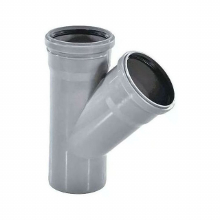 Тройник PP-H серый Дн 50х50х45гр б/нап в/к VALFEX